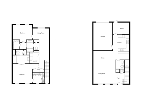 Floor plan for 2 beds, 2.5 baths, 1565 sqft